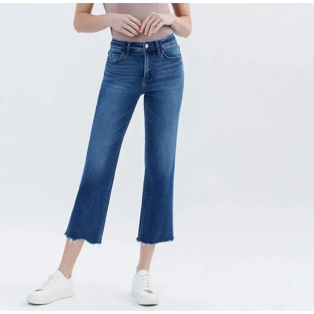 Vervet denim love so true high rise raw hem wide leg jeans 29/8